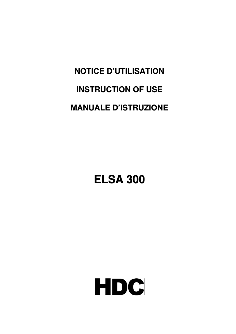 Page n°1 - Manuel utilisateur HDC ELSA300