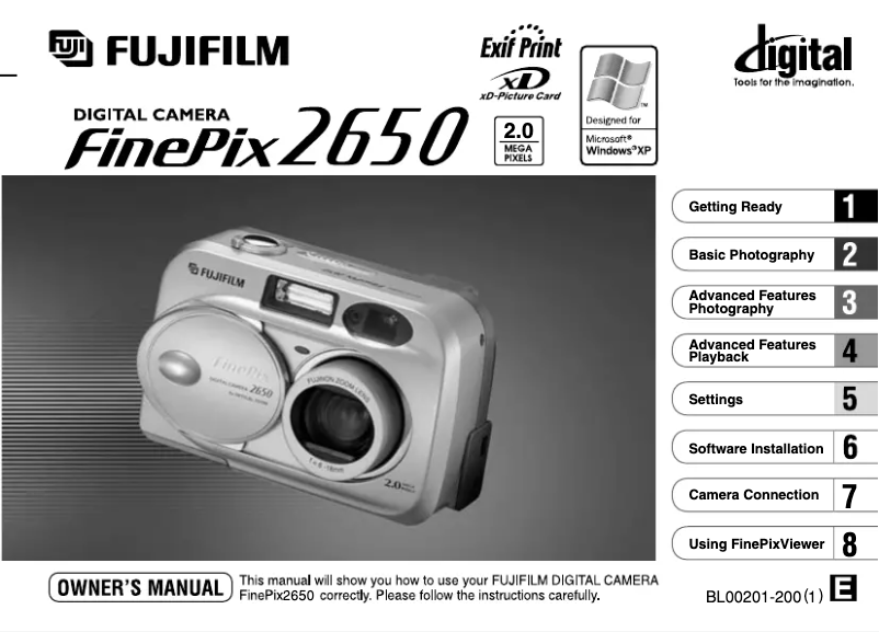 Page 1 de la notice Manuel utilisateur Fujifilm FinePix 2650