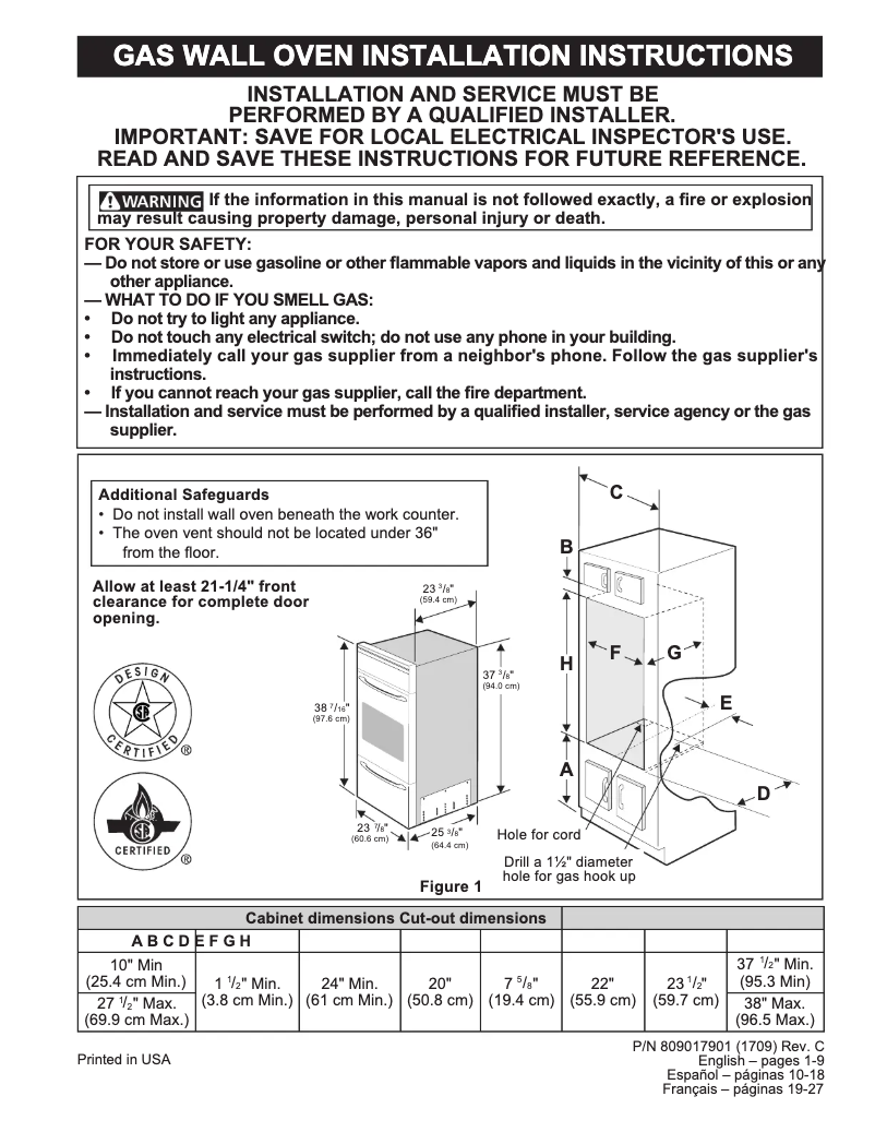 Página 1 del manual Guía de instalación Frigidaire FFGW2425QS