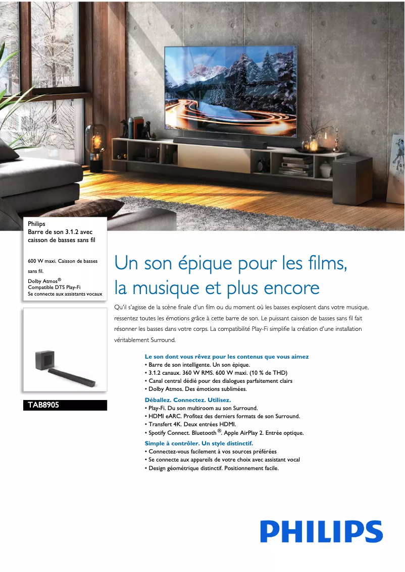 Página 1 del manual Ficha técnica Philips TAB8905