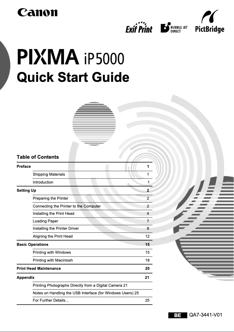 Page 1 de la notice Manuel utilisateur Canon Pixma iP5000