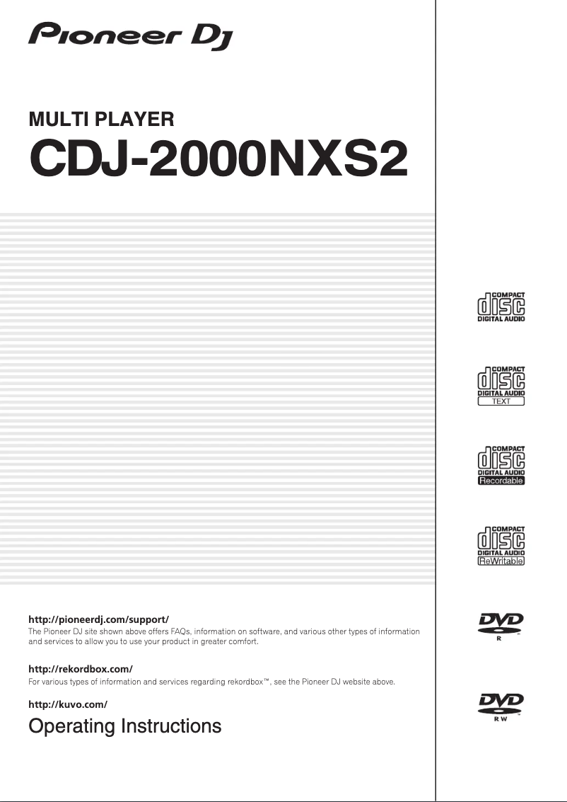 Imagen de la primera página del manual del dispositivo CDJ-2000NXS2