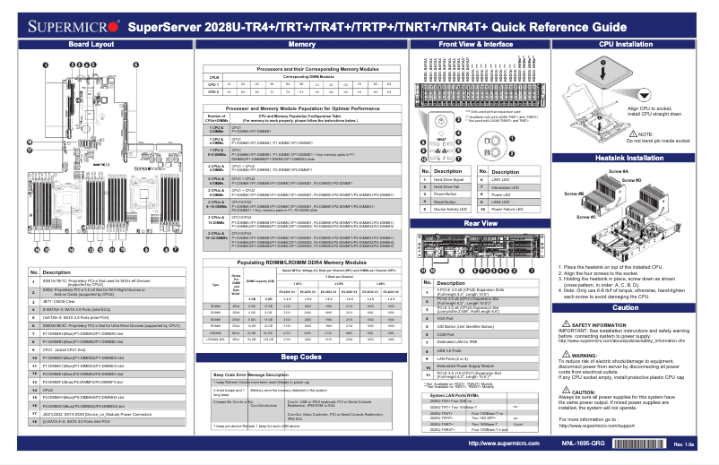 Page 1 de la notice Guide de démarrage rapide Supermicro SuperServer 2028U-TNR4T+