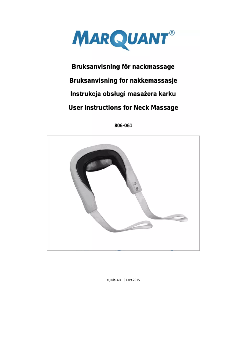 Page n°1 - Manuel utilisateur Marquant 806-061