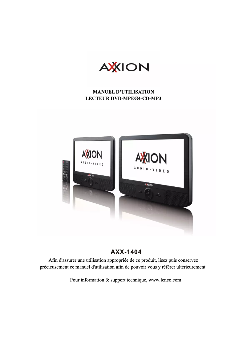 Page n°1 - Manuel utilisateur Axxion AXX-1404