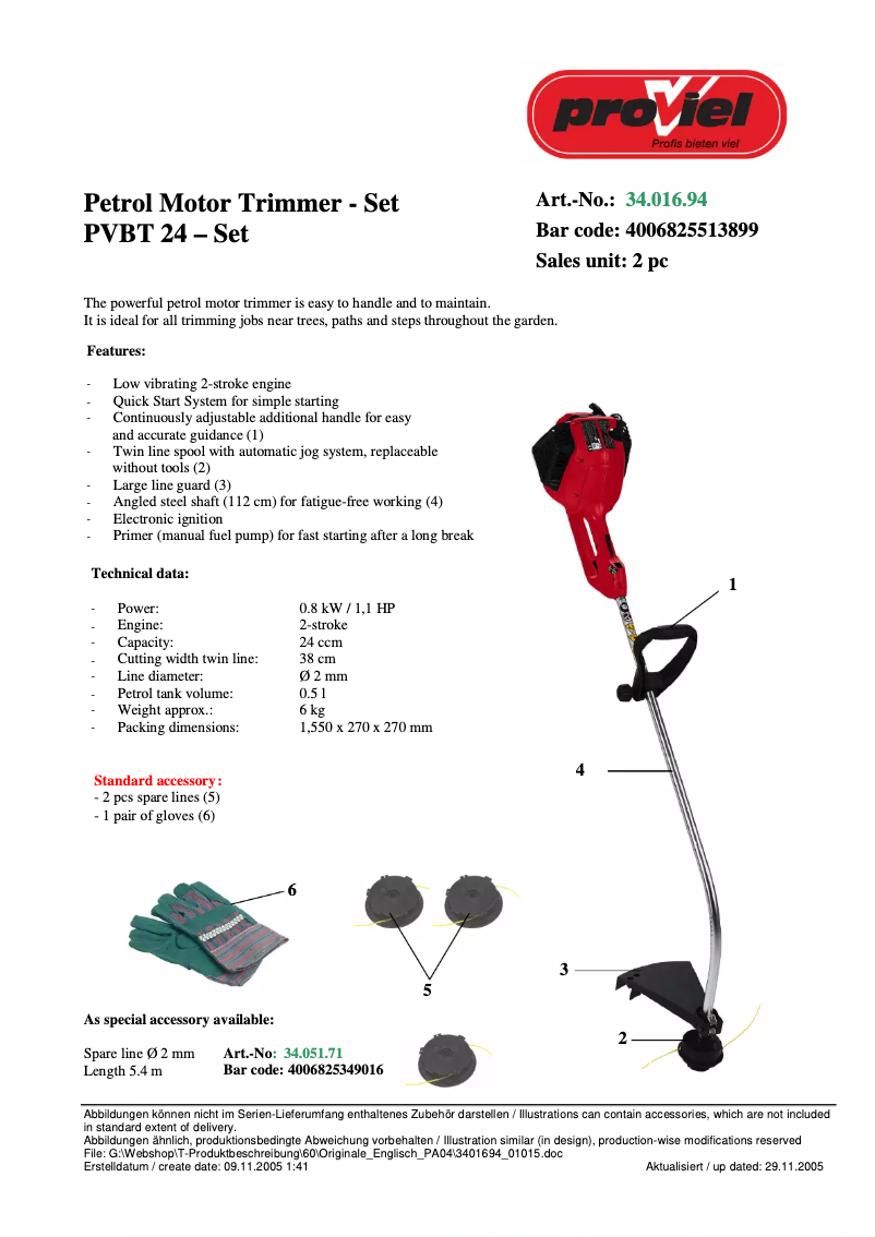 Page n°1 - Manuel utilisateur Proviel PVBT 24
