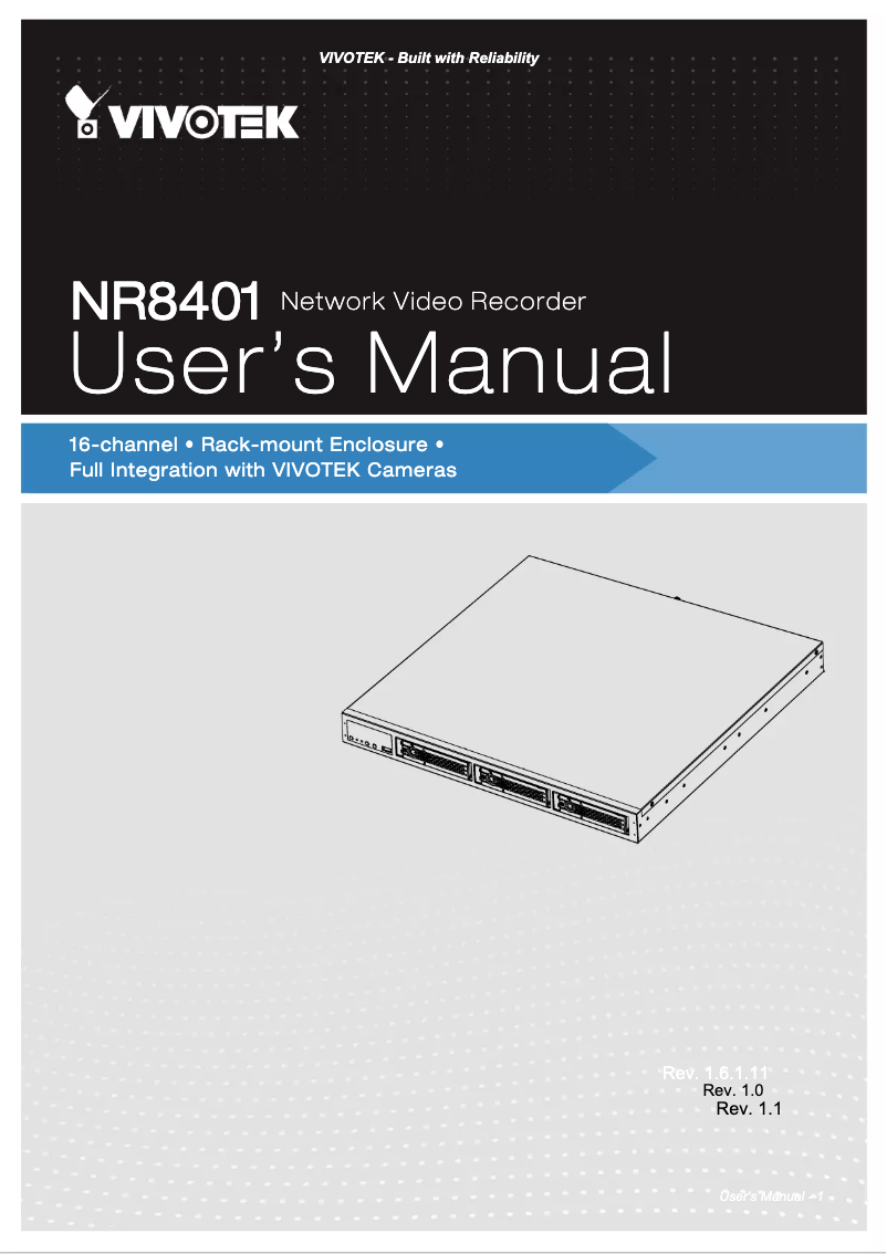 Página 1 del manual Manual de usuario Vivotek NR8401