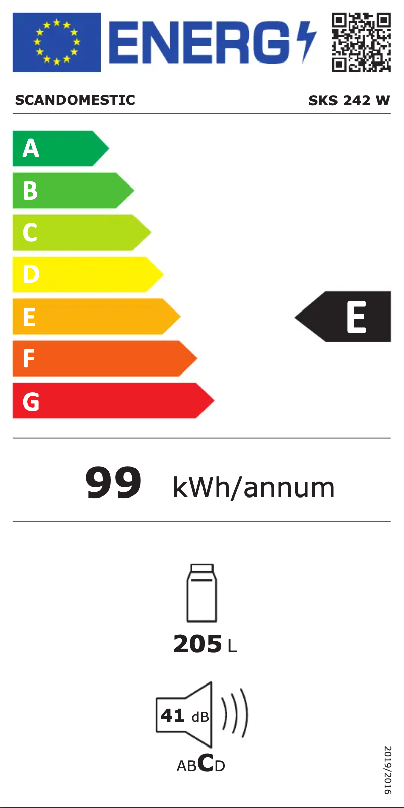 Page 1 de la notice Label énergétique Scandomestic SKS 242 W
