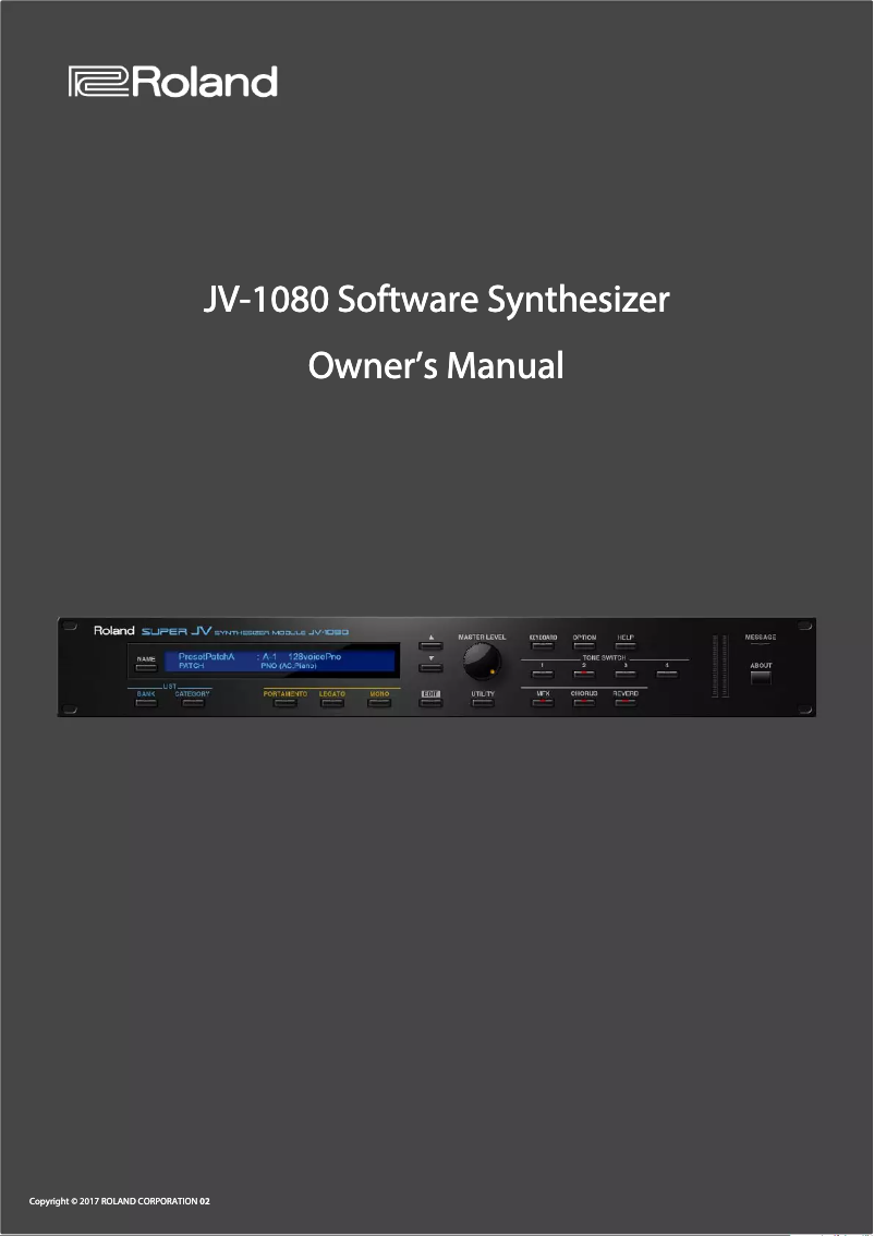 Page 1 de la notice Manuel utilisateur Roland JV-1080