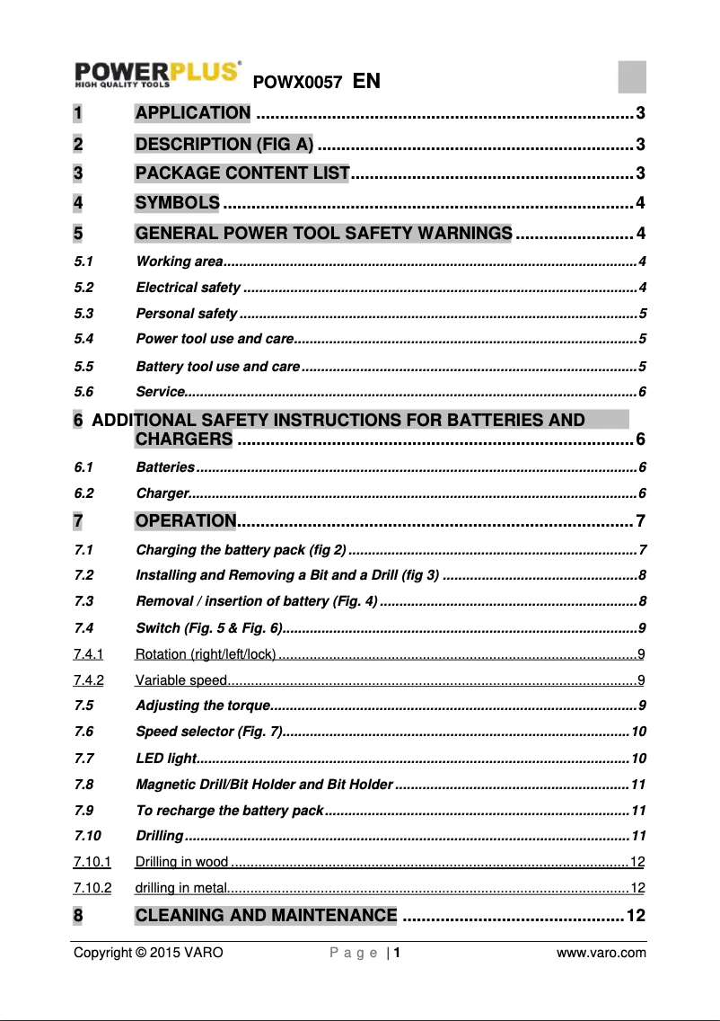 Image de la première page du manuel de l'appareil POWX0057