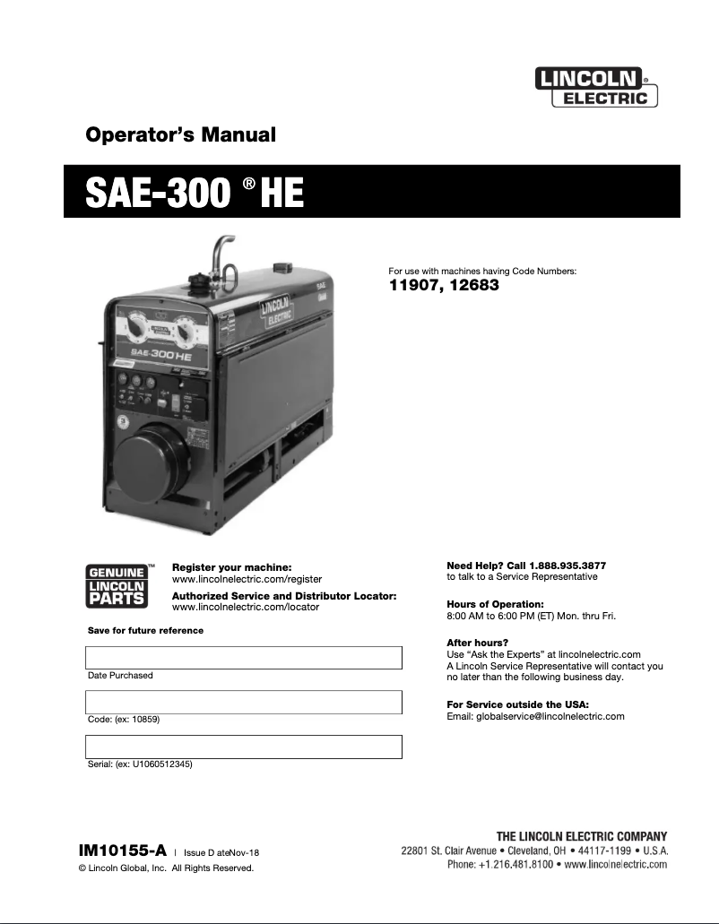 Imagen de la primera página del manual del dispositivo SAE-300 HE