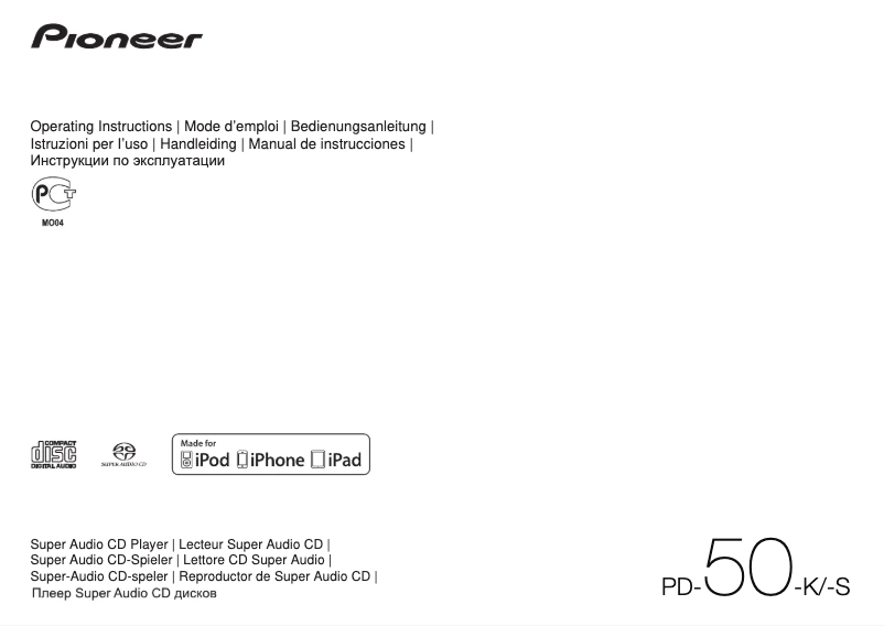 Page 1 de la notice Manuel utilisateur Pioneer PD-50-K