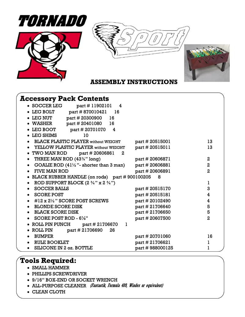 Page 1 de la notice Manuel utilisateur Valley Dynamo Tornado Sport