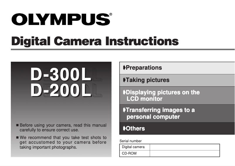 Imagen de la primera página del manual del dispositivo Camedia D-300L
