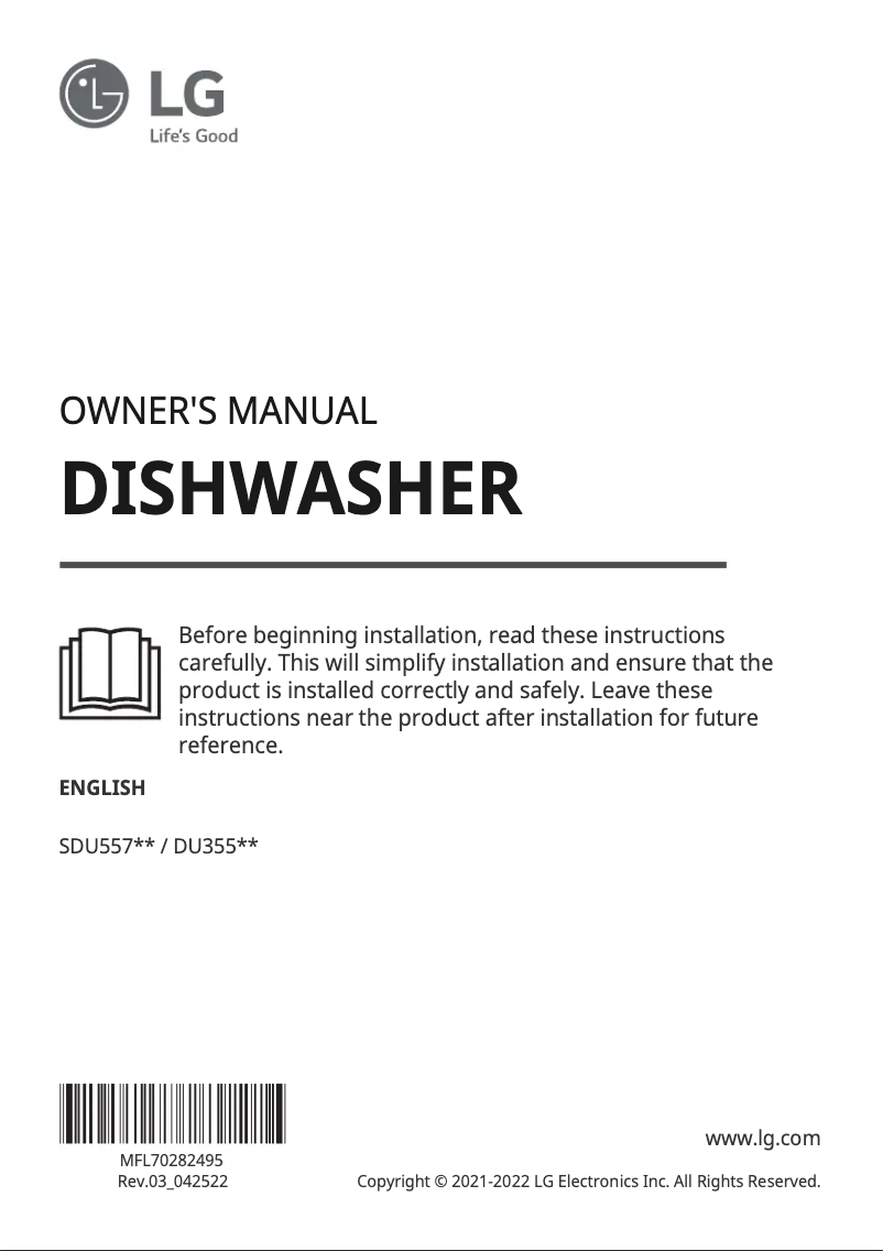 First page image of the manual for DU355FW