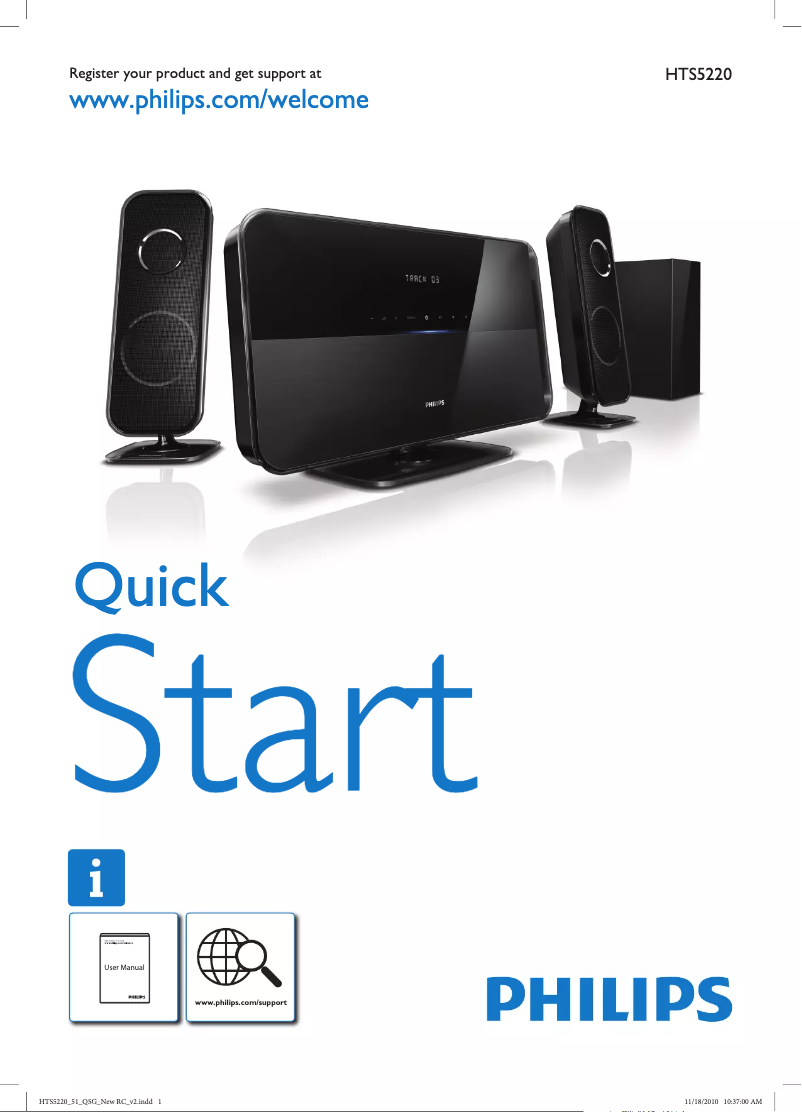 Page 1 de la notice Guide de démarrage rapide Philips HTS5220