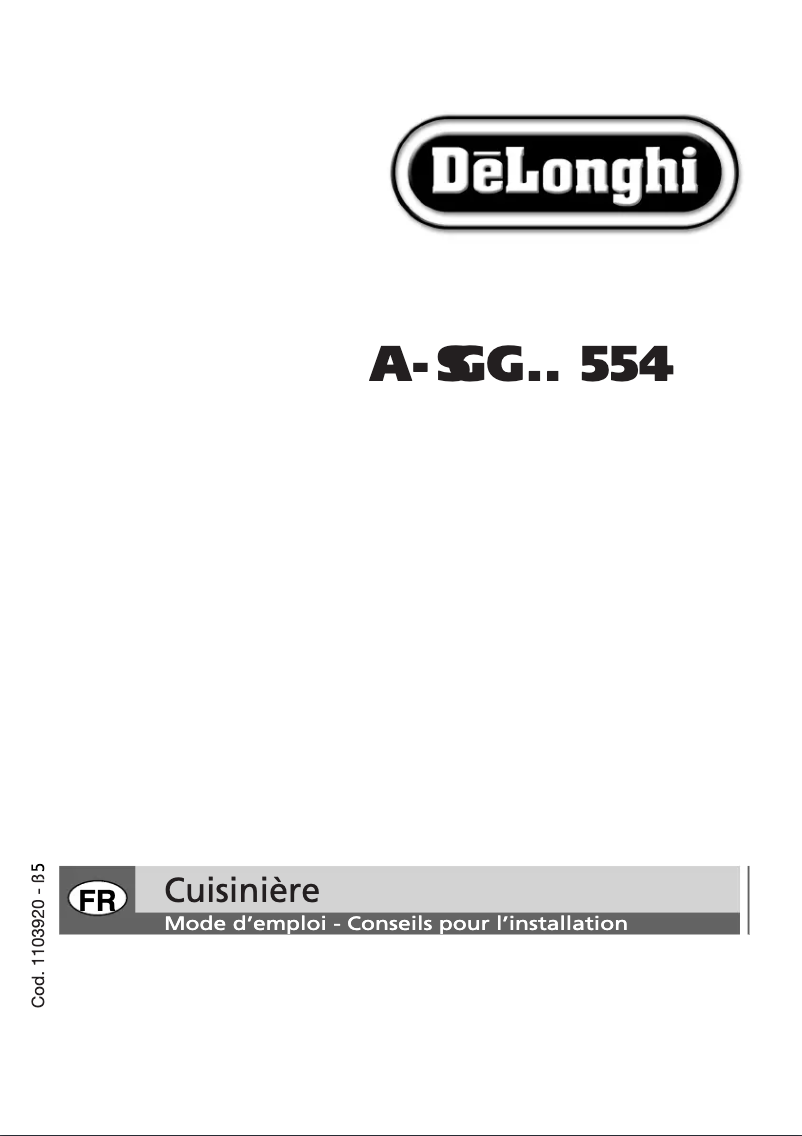 Page 1 de la notice Manuel utilisateur DeLonghi SGGW 554