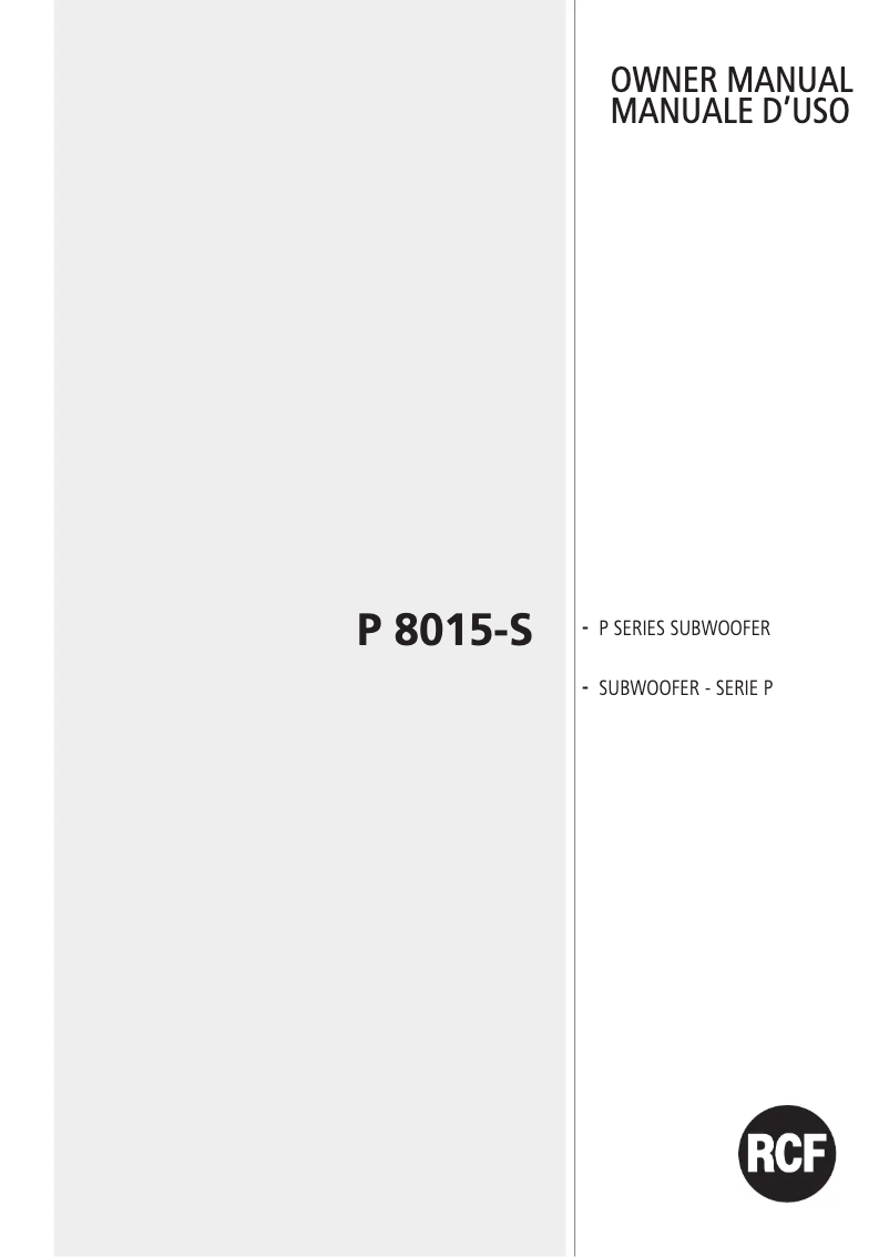 Image de la première page du manuel de l'appareil P 8015S