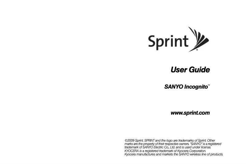 Page 1 de la notice Manuel utilisateur Sanyo Incognito