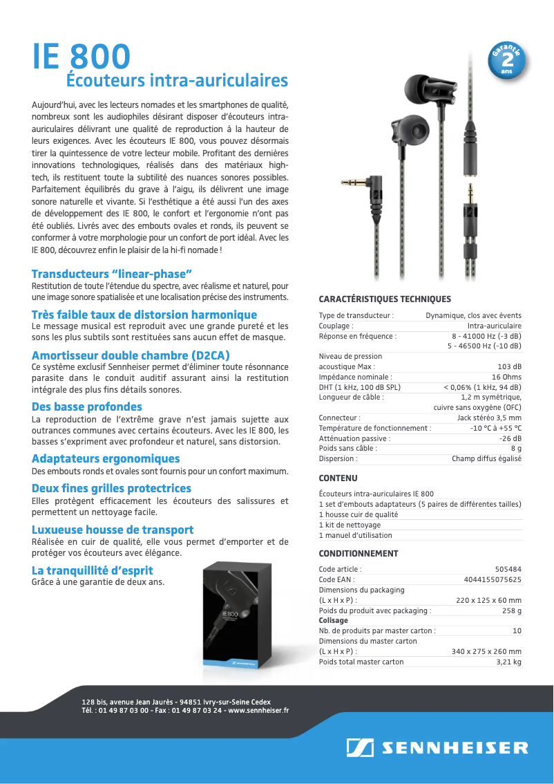 Image de la première page du manuel de l'appareil IE 800