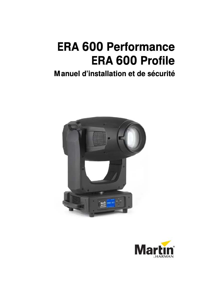 Page 1 de la notice Guide d'installation Martin ERA 600 Performance