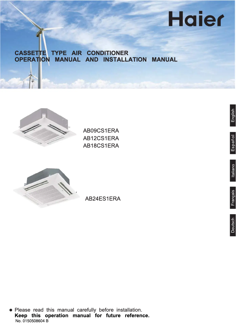 Page 1 de la notice Manuel utilisateur Haier AB18CS1ERA