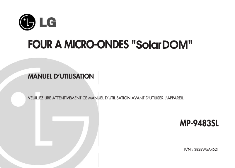 Page 1 de la notice Manuel utilisateur LG MP-9483SL