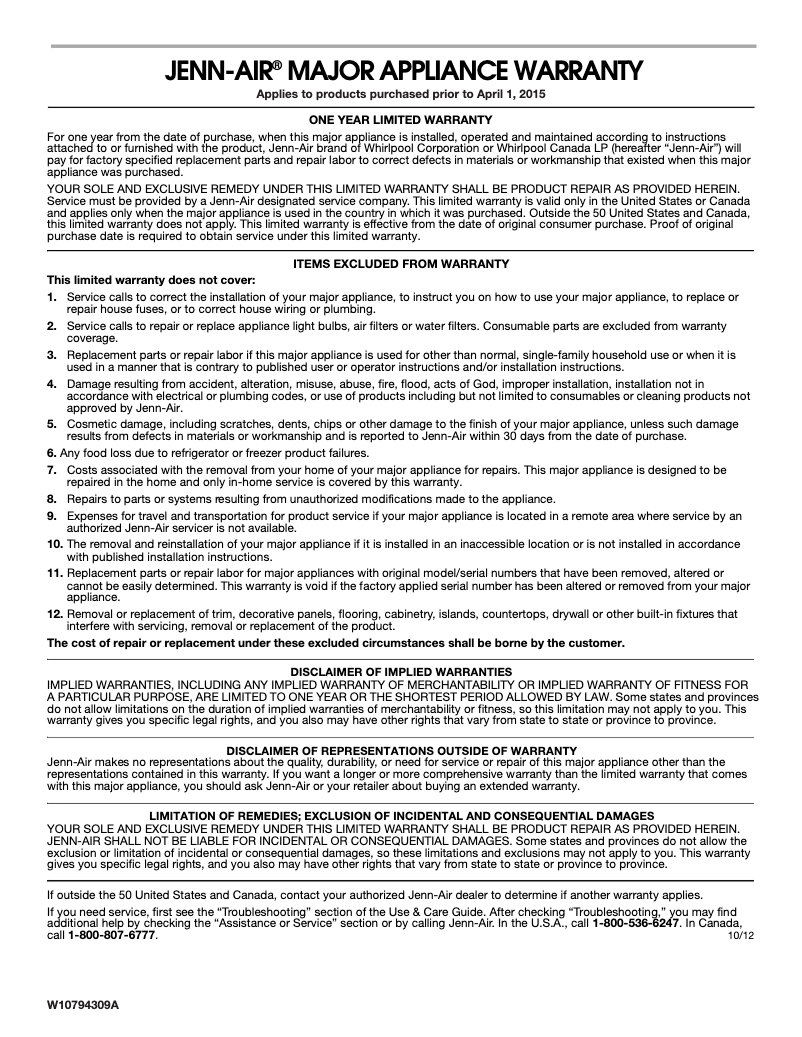 Page 1 de la notice Manuel utilisateur JennAir JMC3215BS