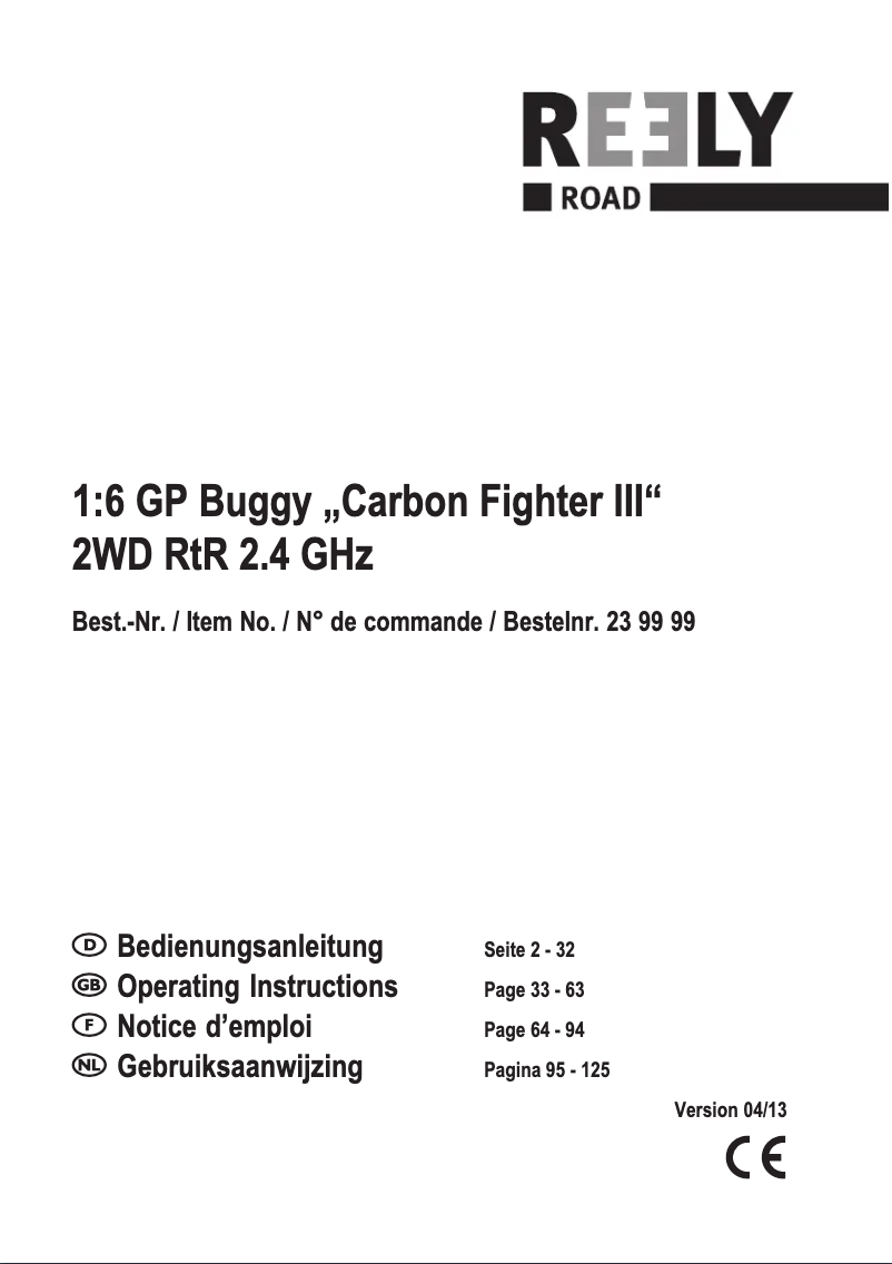 Page 1 de la notice Manuel utilisateur Reely Carbon Fighter III