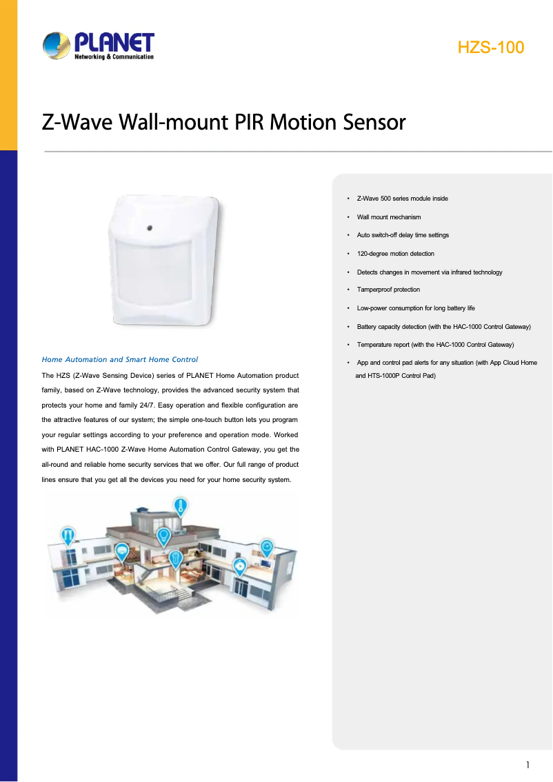 Página 1 del manual Ficha técnica Planet HZS-100