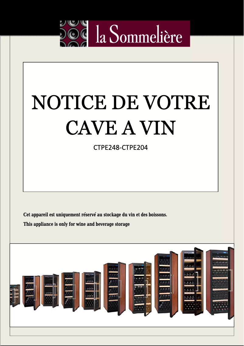 Page 1 de la notice Manuel utilisateur La Sommelière CTPE202