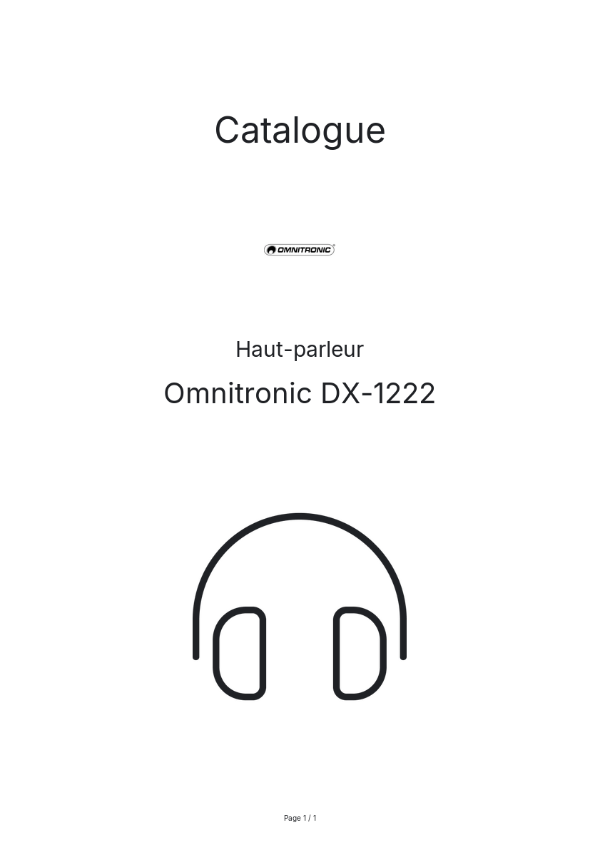 Page n°1 - Catalogue Omnitronic DX-1222