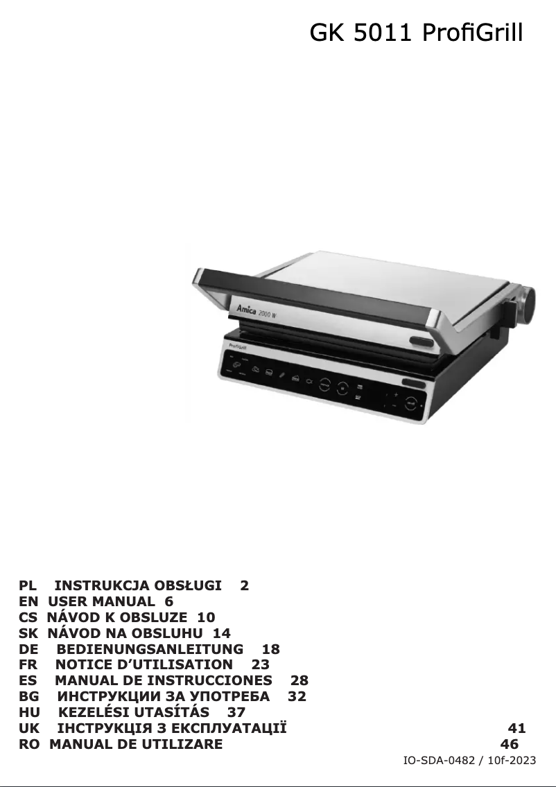 Page 1 de la notice Manuel utilisateur Amica ProfiGrill GK 5011