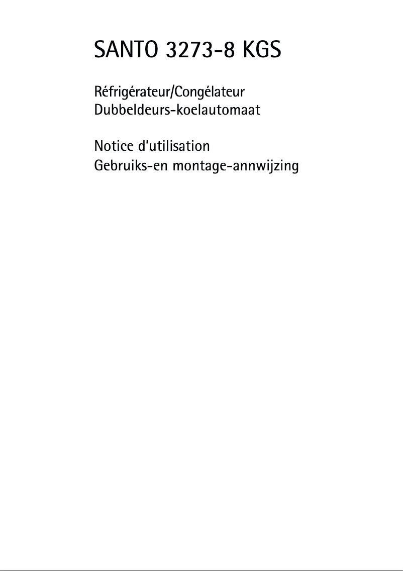 Page 1 de la notice Manuel utilisateur AEG Santo 3273-8 KGS
