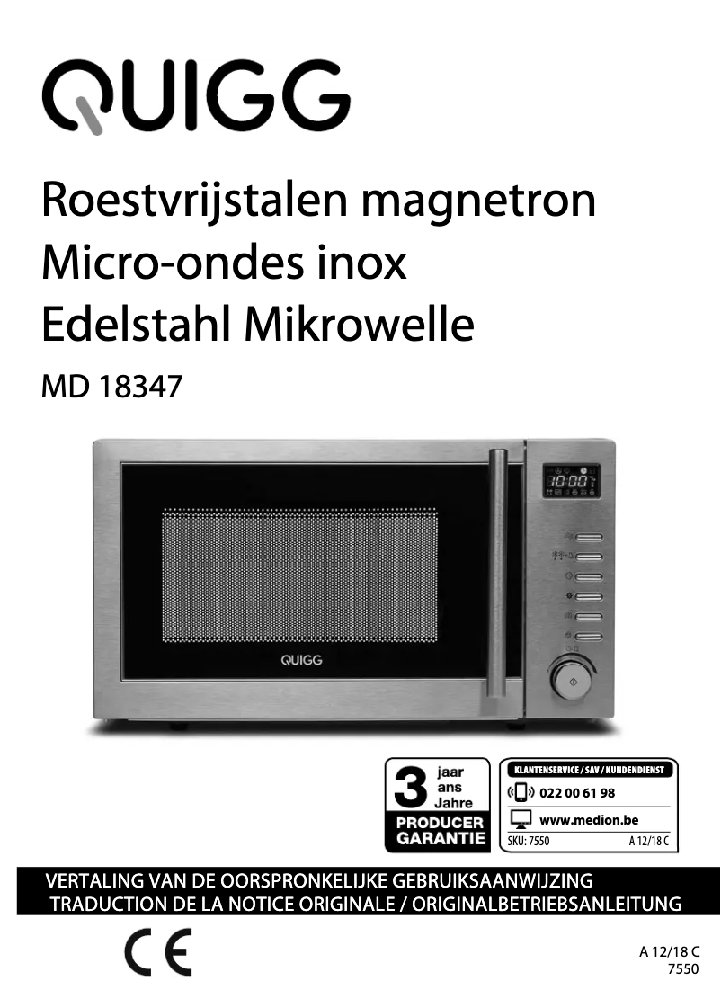 Page 1 de la notice Manuel utilisateur Quigg MD 18347