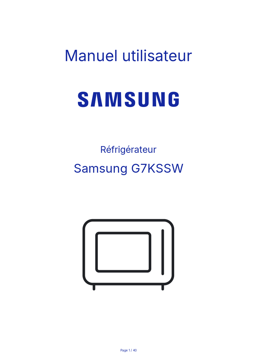 Image de la première page du manuel de l'appareil G7KSSW