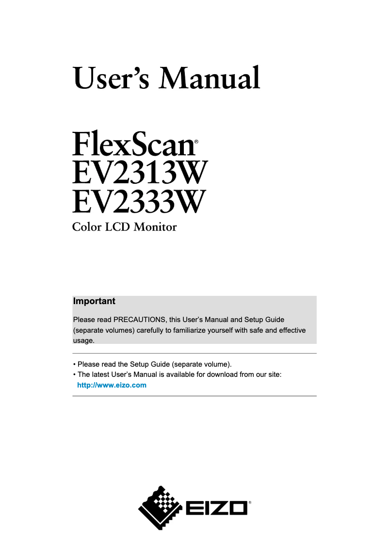 Image de la première page du manuel de l'appareil FlexScan EV2313W