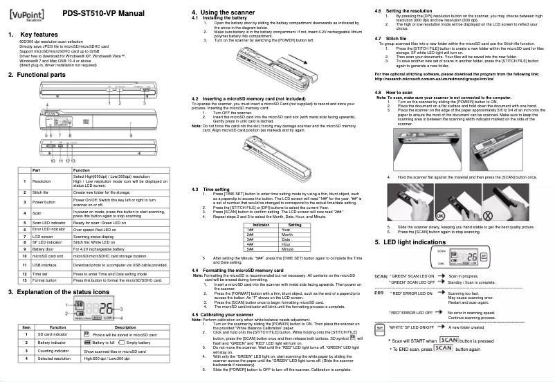 Page 1 de la notice Manuel utilisateur Vupoint Solutions PDS-ST510-VP
