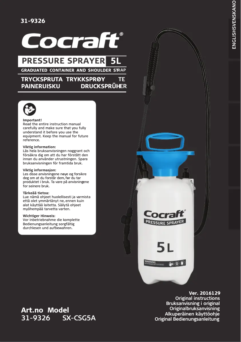 Image de la première page du manuel de l'appareil SX-CSG5A