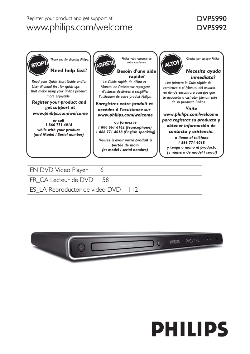 Page n°1 - Manuel utilisateur Philips DVP5990