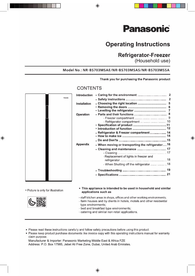 Image de la première page du manuel de l'appareil NR-BS703MSSA