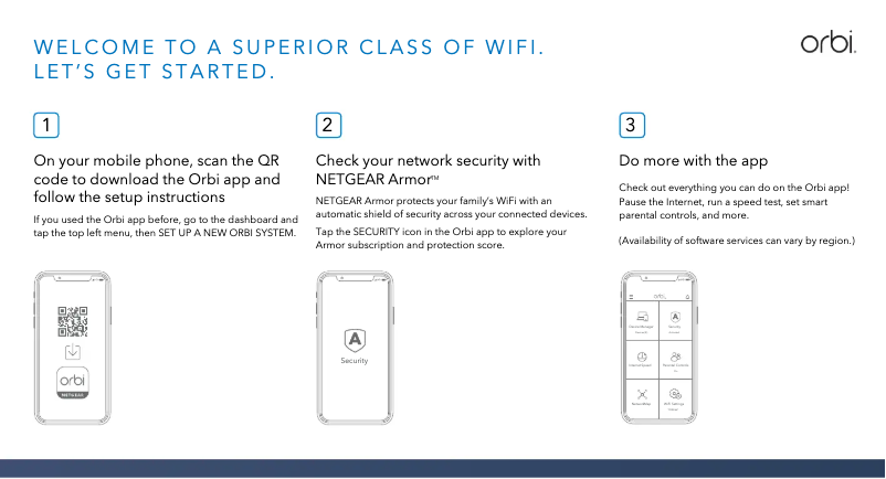 Page 1 de la notice Guide d'installation Netgear Orbi RBE971SB