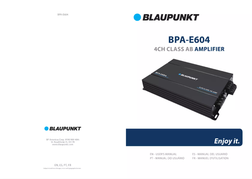 Page n°1 - Manuel utilisateur Blaupunkt BPA-E604