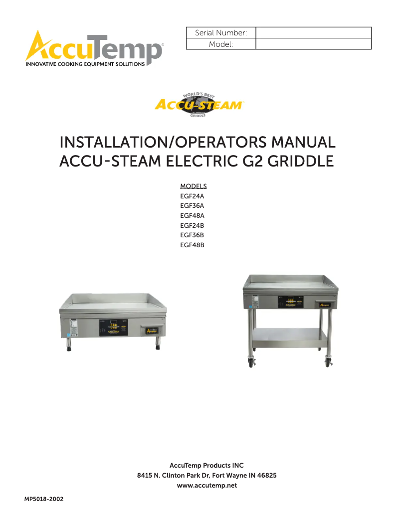 Page 1 de la notice Manuel utilisateur AccuTemp AccuSteam EGF4803B3650-T1