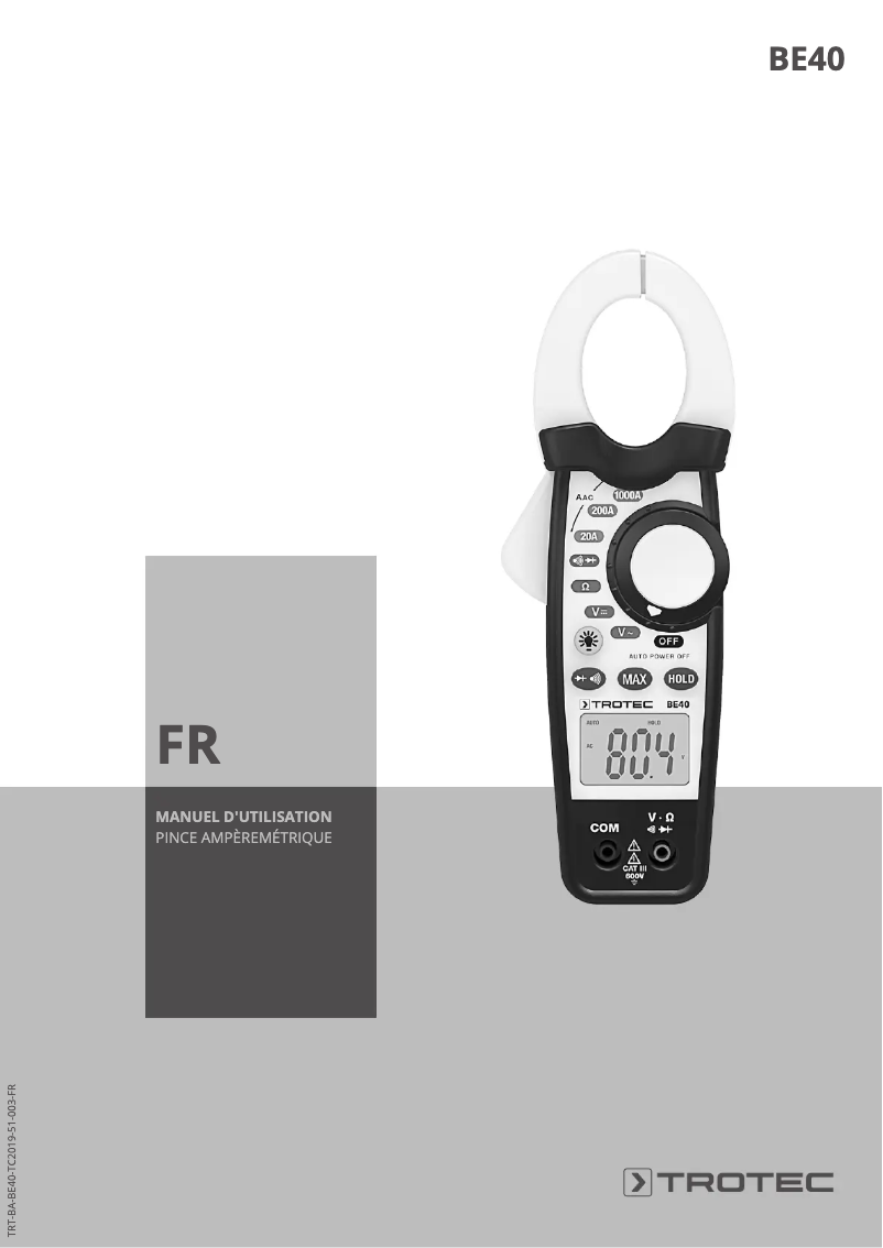 Image de la première page du manuel de l'appareil BE40