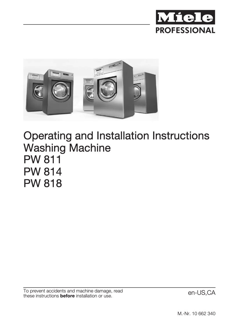 Page n°1 - Manuel utilisateur Miele PW 814
