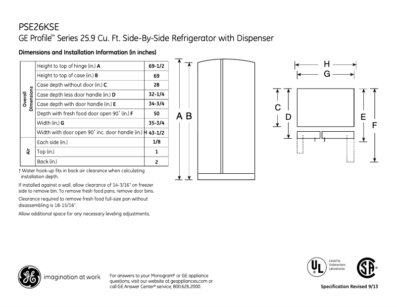 Image de la première page du manuel de l'appareil Profile PSE26KSESS