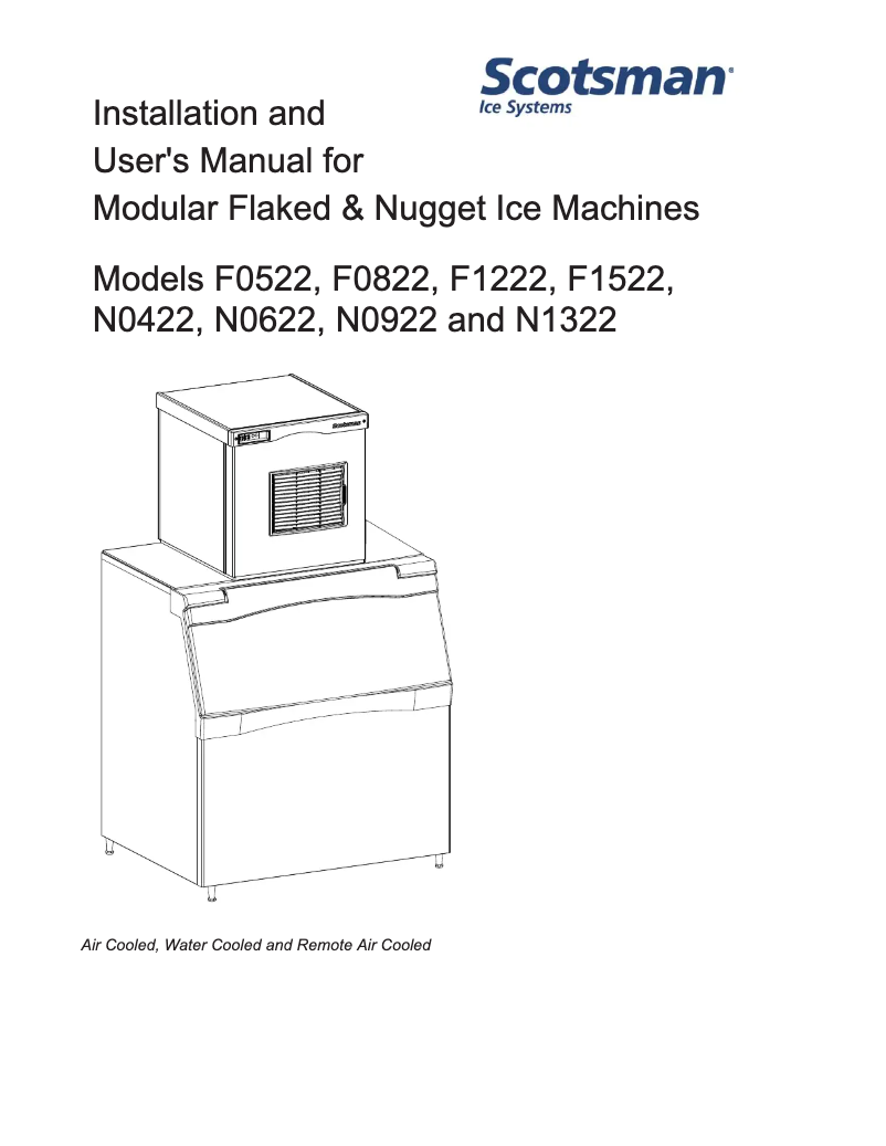 Page n°1 - Manuel utilisateur Scotsman NS0422A-1