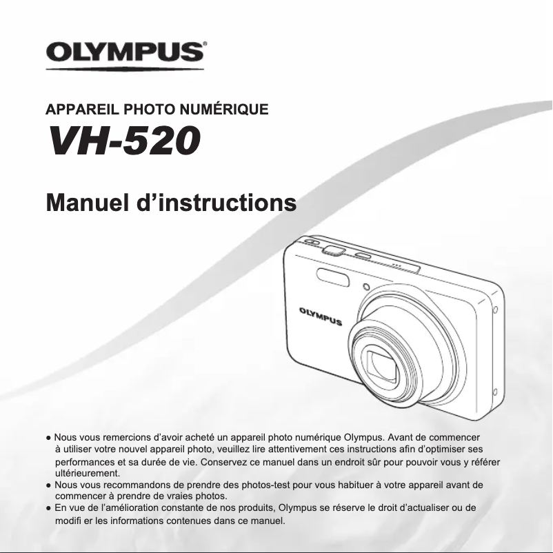 Page 1 de la notice Manuel utilisateur Olympus VH-520