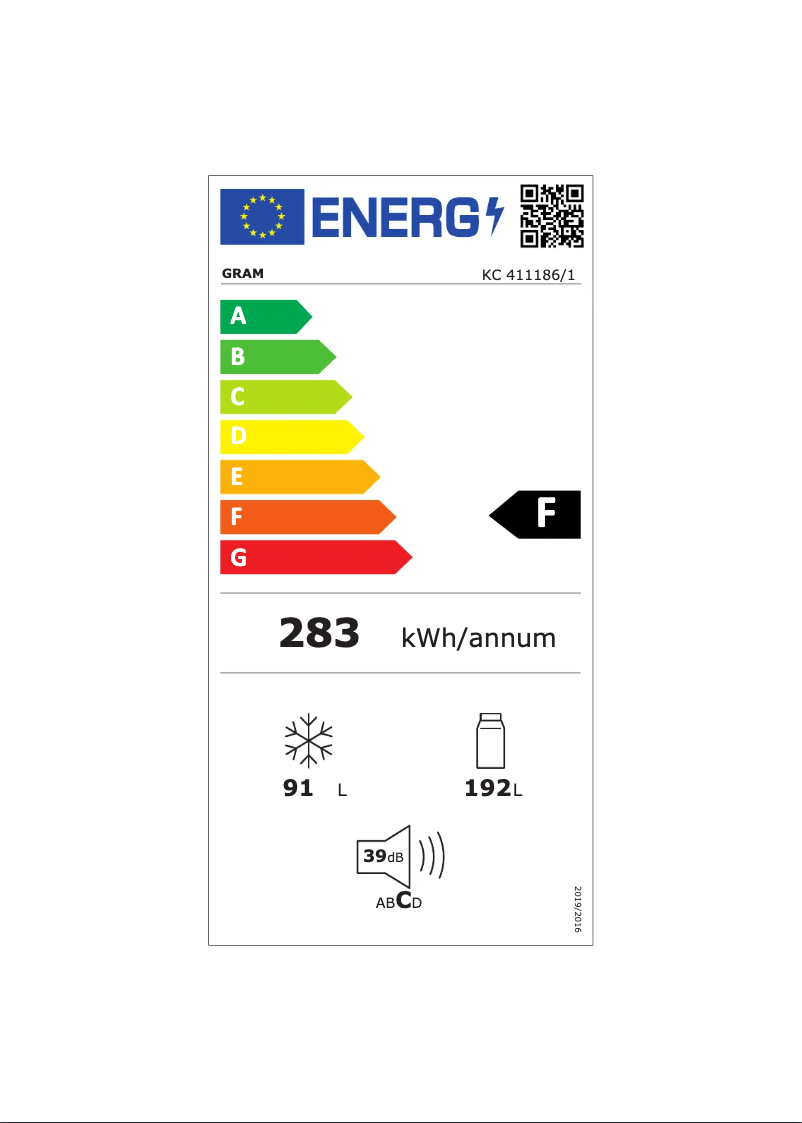 Page 1 de la notice Label énergétique Gram KC 411186/1